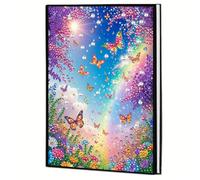 Diamond Art Notebooks - A5 Special Shape Diamonds Dot Painting Journal 50 Pages, DIY Gem Painting Kit Diamond Art Book Sketchbook Craft Gift for Adults Beginners(Nature Butterfly)