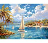 Diamond Art Ocean Diamond Painting Summer Crystal Art Kits for Adults, DIY 5D Full Drill Cross Stitch Arts Crafts Pictures, Embroidery Kit for Kids, Home Wall Decor, Gifts for Women 40x50cm G-192