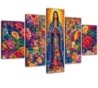 Diamond Art Our Lady 5D Diamond Painting Kits for Adults 5-Piece,Paint by Numbers for Adults Flower Full Drill Embroidery Cross Stitch Art Supplies for Room Decor,Gifts for Women Girl 75x150cm 0b-1203