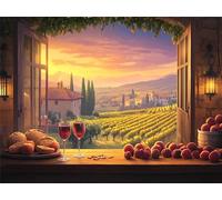 Diamond Art Outside The Window, Landscape Diamond Painting Kits for Beginner, 5D DIY Full Round Dimond Art Kits for Adults, Crystal Arts and Crafts Pictures for Home Room Wall Decor 16x20inch,Model758