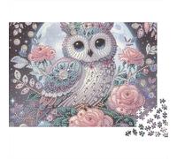 Diamond Art Owl 1000 Pieces Puzzles Colorful Floral Owl Decoration Puzzle Decompression Jigsaw for Men And Women Challenging Puzzles Jigsaw Puzzles for Adults 52x38cm/1000pcs