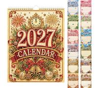 Diamond Art Painting 2027 Wall Calendar, DIY 12 Months Hanging Wall Calendar Perfect For Home, Office 23 x 17 cm Single-Sided-01-2027