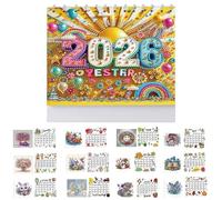 Diamond Art Painting Calendar 2026 Christmas Decorations, Standing Desk Calendar Diy Diamond Art Kit for Adults Kids,3D Christmas Calendar Ornament for Home Office