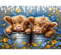 Diamond Art Painting Cow Diamond Painting Pictures Bucket DIY Square Full Drill Crystal Art and Crafts for Adults, Embroidery Cross Stitch Paint by Numbers Crafts Kits for Home Decor 80x100 cm X4-251