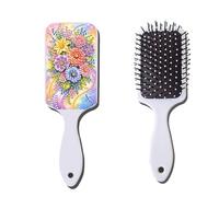 Diamond Art Painting Cushion Comb - DIY Crystal Art Hair Brush Partial Drill Diamond Dots | Gem Art Rhinestone Hair Brush Gift for Women, Friends & Birthdays(Rainbow Flower Bouquet)