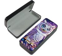 Diamond Art Painting Glasses Case, Portable DIY Leather Diamond Art Glasses Storage Box Sunglass Case with Soft Velvet lining-06-Owl