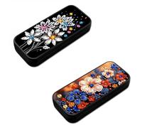 Diamond Art Painting Glasses Case, Portable DIY PU Leather Diamond Art Glasses Storage Box Sunglass Case with Soft Velvet lining-2PCS-C