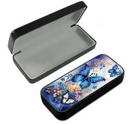 Diamond Art Painting Glasses Case, Portable DIY PU Leather Diamond Art Glasses Storage Box Sunglass Case with Soft Velvet lining-12-Butterfly