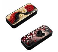 Diamond Art Painting Glasses Case, Portable DIY PU Leather Diamond Art Glasses Storage Box Sunglass Case with Soft Velvet lining-2PCS-D