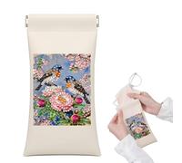 Diamond Art Painting Glasses Case, Portable Pu Leather Diamond Art Glasses Storage with Press-To-Close Automatic Closure and Cloth-18-Birds