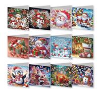 Diamond Art Painting Greeting Cards Set Blessing Cards with Envelopes Greeting Cards Diamond Art Kits Present-08-Christmas