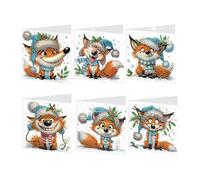 Diamond Art Painting Greeting Cards with Envelopes, Folding Diamond Art Flower Cards for Birthday, Holiday-01-Fox