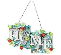 Diamond Art Painting Home Hanging Sign with LED Light String 5D DIY Kits Diamond Art Welcome Home Signs Front Door Hanging Ornament Special Shaped Rhinestones Paint by Number Mosaic Home Wall Decor