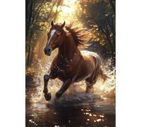 Diamond Art Painting Horse Diamond Painting Pictures Jungle DIY Square Full Drill Crystal Art and Crafts for Adults, Cross Stitch Paint by Numbers Crafts Kits for Home Wall Decor 80x100 cm X4-1231