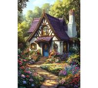 Diamond Art Painting Jungle Diamond Painting Pictures Cabin DIY Round Full Drill Crystal Art and Crafts for Adults, Cross Stitch Paint by Numbers Crafts Kits for Home Wall Decor 50x70 cm X4-1473