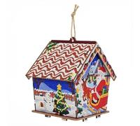 Diamond Art Painting Kit Christmas House Ornament, 5D Diamond Art Christmas Trees Hanging Ornament Window Hanging Kits-05-Christmas