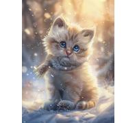 Diamond Art Painting Kits Adults Cat 5D Crystal Art Full Accessories DIY Gem Sequin Canvas Dimond Painting Kits Winter Mosaic Cross Stitch Crafts for Adults for Home Wall Decor Gift 20x26inch S-364
