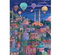 Diamond Art Painting Kits Adults Hot Balloon 5D Crystal Art Full Accessories DIY Gem Sequin Canvas Dimond Painting Kits Village Mosaic Crafts for Adults for Halloween Decorations Gift 40x52inch S-459