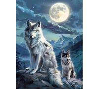 Diamond Art Painting Kits Adults Moon 5D Crystal Art Full Accessories DIY Gem Sequin Canvas Dimond Painting Kits Wolf Mosaic Cross Stitch Crafts for Adults for Home Wall Decor Gift 40x52inch S-585