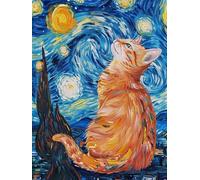 Diamond Art Painting Kits Adults Moon 5D Crystal Art Full Accessories DIY Gem Sequin Canvas Dimond Painting Kits Cat Mosaic Cross Stitch Crafts for Adults for Home Wall Decor Gift 28x36inch S-588