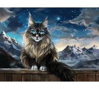 Diamond Art Painting Kits Adults Mountain 5D Crystal Art Full Accessories DIY Gem Sequin Canvas Dimond Painting Kits Cat Mosaic Embroidery Crafts for Adults for Halloween Decorations 40x52inch S-742