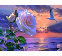 Diamond Art Painting Kits Adults Rose 5D Crystal Art Full Accessories DIY Gem Sequin Canvas Dimond Painting Kits Sunset Mosaic Embroidery Crafts for Adults for Halloween Decorations 32x44inch S-717