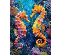 Diamond Art Painting Kits color seahorse Diamond Painting Kits for Adults Beginners And Kids, 5D DIY Crystal Art Cross Stitch Crafts, Mosaic Kits for Adults Home Wall Decor, Unique Gifts 24x32in 0b-37