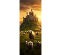 Diamond Art Painting Kits for Adults 100x200cm, 5D Large Diamond Painting Sheep Herd Full Round Drill Gem Art Castle Crystal Cross Stitch Arts Paint by Numbers for Home Wall Decor Gifts -LR1231