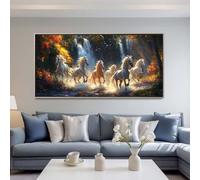 Diamond Art Painting Kits for Adults 200x80cm, 5D Large Diamond Painting Herd Of Horses Full Round Drill Gem Art Waterfall Crystal Cross Stitch Paint by Numbers for Home Wall Decor Gifts -LR473