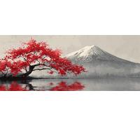 Diamond Art Painting Kits for Adults 50x25cm, 5D Large Diamond Painting Snow Mountains Full Round Drill Gem Art Red Tree Crystal Cross Stitch Arts Paint by Numbers for Home Wall Decor Gifts -LR513