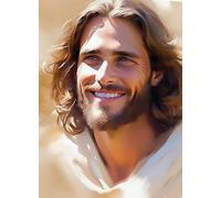 Diamond Art Painting Kits for Adults, 5D DIY Full Round Drill Jesus Wall Art Christian Painting Christ Jesus Laughing Christ's Smile Religious1 (1), Home Wall Decor 15.6 x 19.8 Inch