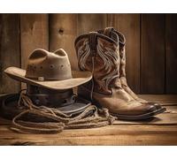 Diamond Art Painting Kits for Adults, 5D DIY Full Round Drill Western Cowboy Vintage Hat and Boots Pictures West Rodeo（6） Home Wall Decor 12 x 16 Inch