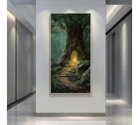 Diamond Art Painting Kits for Adults 80x200cm, 5D Large Diamond Painting Tree House Full Round Drill Gem Art Dream Forest Crystal Cross Stitch Paint by Numbers for Home Wall Decor Gifts -LR999