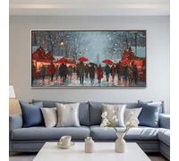 Diamond Art Painting Kits for Adults 80x30cm, 5D Large Diamond Painting Winter Crowd Full Round Drill Gem Art Landscape Crystal Cross Stitch Arts Paint by Numbers for Home Wall Decor Gifts -LR591