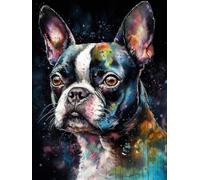 Diamond Art Painting Kits for Adults,Boston Terrier Dog(4) 5D DIY Full Round Drill Paint with Diamond Dots, Home Wall Decor 11.7 x 15.8 Inch