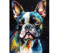 Diamond Art Painting Kits for Adults,Dog Boston Terrier(5) 5D DIY Full Round Drill Paint with Diamond Dots, Home Wall Decor 11.7 x 15.8 Inch