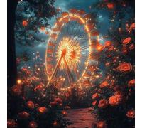 Diamond Art Painting Kits for Adults, Ferris Wheel Flower Diamond Painting Kit Crystal Cross Stitch, DIY Full Round Drill Gem Dimond Art Rhinestone Adults Kids Beginners, Home Wall Decor 80x80cm A-622