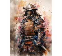 Diamond Art Painting Kits for Adults,Japanese Armored Samurai Anime Asian Warrior Figure Red Plum Blossom(4) 5D DIY Full Round Drill Paint with Diamond Dots, Home Wall Decor 11.7 x 15.8 Inch