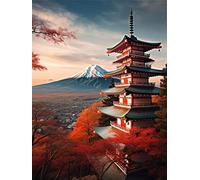Diamond Art Painting Kits for Adults,Japanese Mount Fuji Pictures Asian Landscape (1) 5D DIY Full Round Drill Paint with Diamond Dots, Home Wall Decor 11.7 x 15.8 Inch