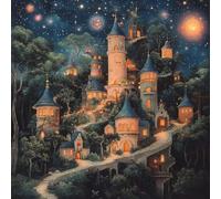 Diamond Art Painting Kits for Adults, Starry Sky Fairy Tale Diamond Painting Kit Crystal Cross Stitch, DIY Full Round Drill Gem Art Rhinestone Adults Kids Beginners, Home Wall Decor 80x80cm A-887