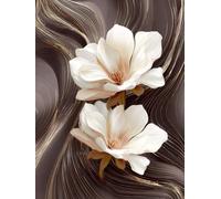 Diamond Art Painting Kits for Adults White Flowers Round Drill Full Drill 5D Diamond Paintings for Beginners and Kids, Canvas Embroidery Rhinestone Crafts, Pictures for Home Wall Decor 50x60cm Qp0005