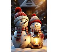 Diamond Art Painting Kits, Full Drill Snowmen DIY 5D Diamond Arts and Crafts Painting Pictures, Embroidery Cross Stitch Canvas Painting by Numbers, for Adults Kids Home Wall Decoration 12x18in K-255