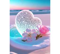 Diamond Art Painting Kits Hearts,Beach 5D DIY Diamond Painting Set,Canvas Embroidery Cross Stitch Painting Pictures by Numbers for Adults Kids,30x40 cms,Home Decoration