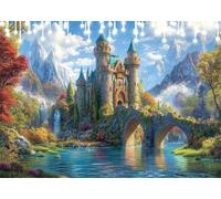 Diamond Art Painting Landscape Diamond Painting Pictures Castle DIY Round Full Drill Crystal Art and Crafts for Adults, Cross Stitch Paint by Numbers Crafts Kits for Home Wall Decor 80x100 cm X4-69