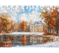 Diamond Art Painting Landscape Diamond Painting Pictures Manor DIY Round Full Drill Crystal Art and Crafts for Adults, Cross Stitch Paint by Numbers Crafts Kits for Home Wall Decor 40x50 cm X4-25