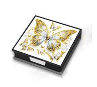 Diamond Art Painting Message Paper Note Leather Storage Box with 160 Sticky Notes, DIY Diamond Note Storage Box Reusable Note Boxes for Work Desk Organization-Butterfly-4