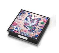 Diamond Art Painting Message Paper Note Storage Box with 160 Sticky Notes, DIY Diamond Note Storage Leather Box Reusable Note Boxes for Work Desk Organization-Butterfly-9
