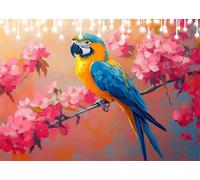 Diamond Art Painting Parrot Diamond Painting Pictures Flower DIY Round Full Drill Crystal Art and Crafts for Adults, Cross Stitch Paint by Numbers Crafts Kits for Home Wall Decor 80x100 cm X4-121