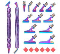 Diamond Art Painting Pen Alternative for DIY Crafts,2pcs Resin Combination Diamond Art Painting Accessories,12pcs Alloy Pen Tip with 45° Design Wish 6 Clays (Purple+45Colourful)
