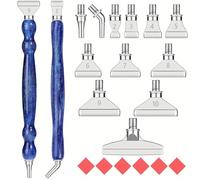 Diamond Art Painting Pen Kit, 2pcs Straight Stick Gourd Resin Pen, 12pcs Alloy Nibs with +6 Clays, Multi-Function Nib 5D Diamond Art Painting Accessories Replacement for DIY Craft (Blue+Sliver)